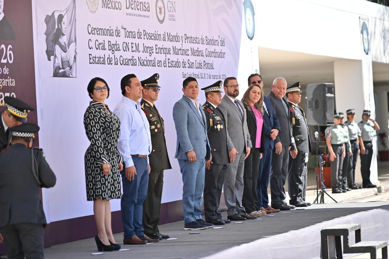 Ricardo Gallardo participa en toma de protesta de nuevo coordinador de la guardia nacional en el estado