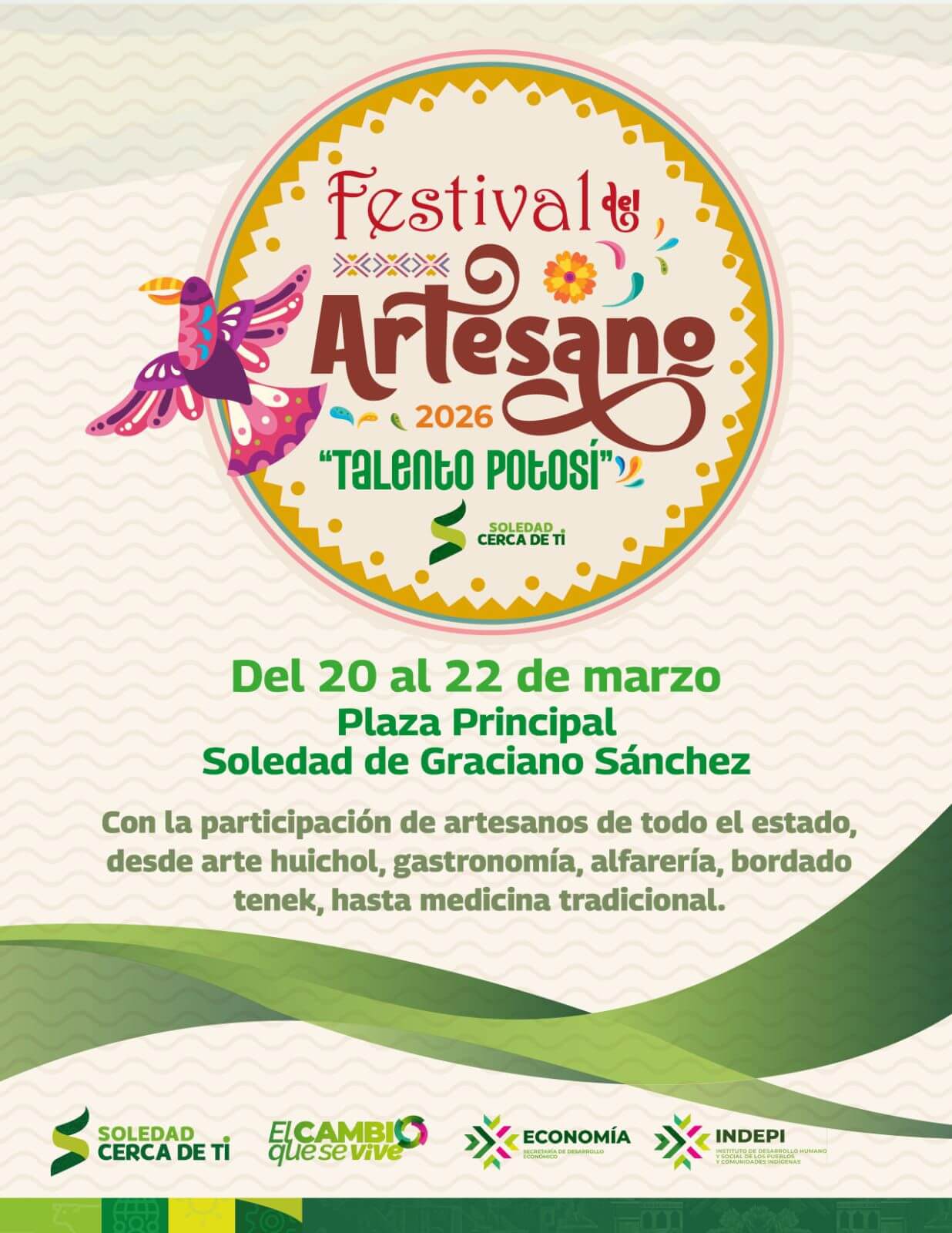 Soledad de Graciano Sánchez será sede del Festival del Artesano “Talento Potosí” 2026