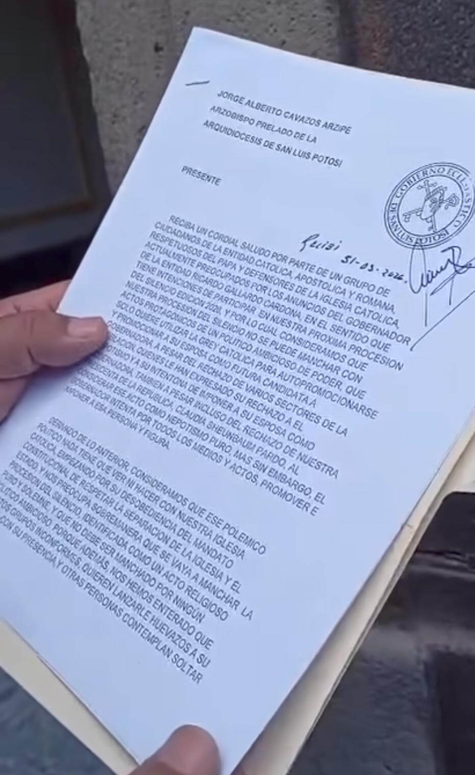 Ciudadanos piden que Gallardo no participe en la Procesión del Silencio