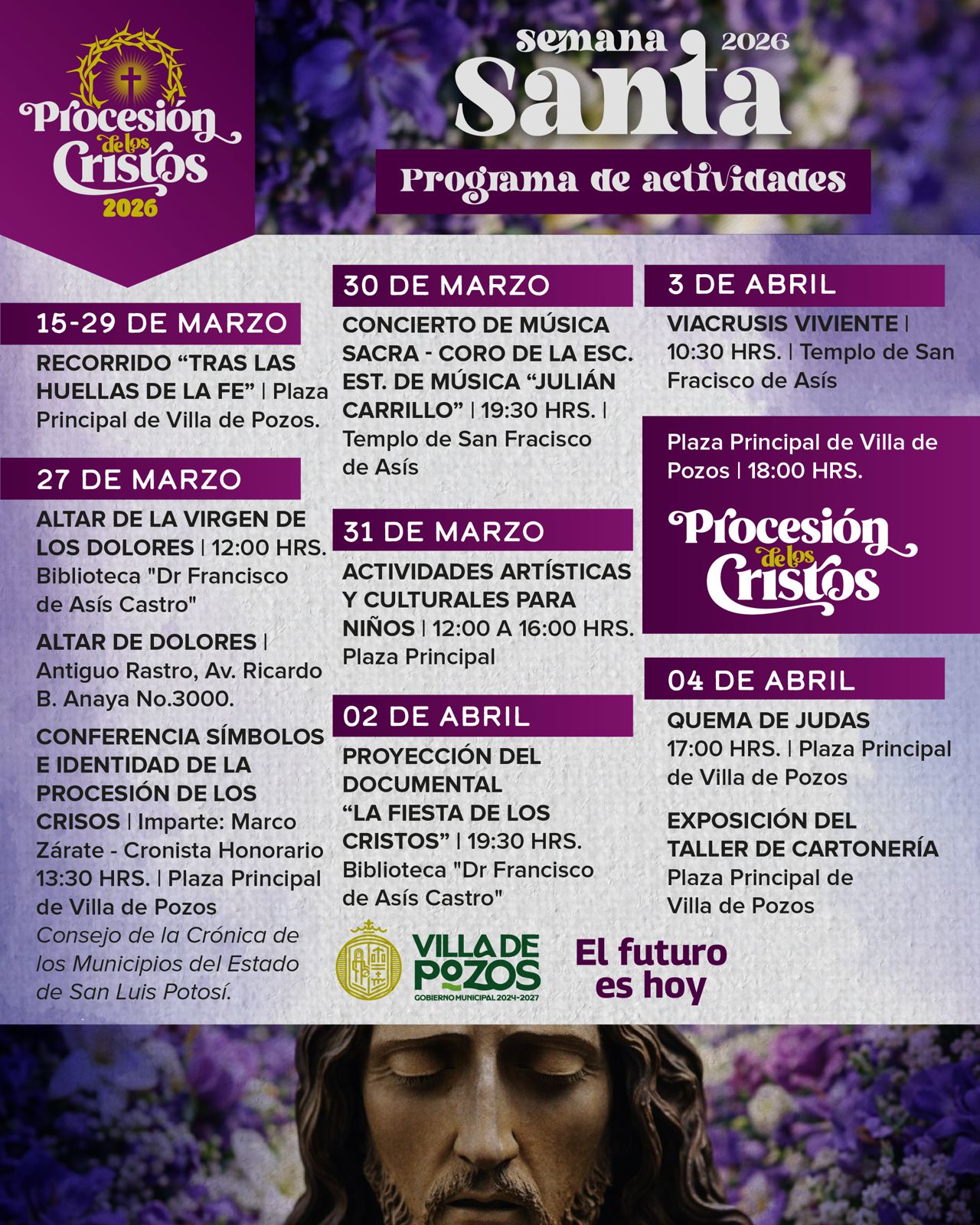 Villa de Pozos presenta su programa de semana santa 2026, tradición que une fe y cultura
