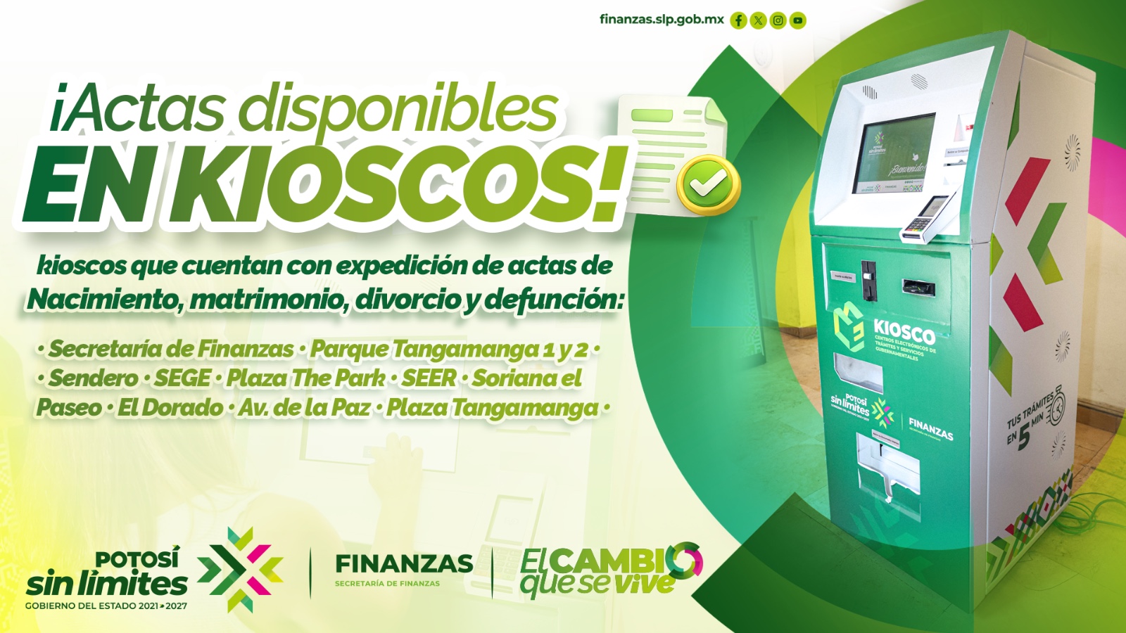 Gobierno estatal facilita trámites con actas del registro civil en kioscos electrónicos