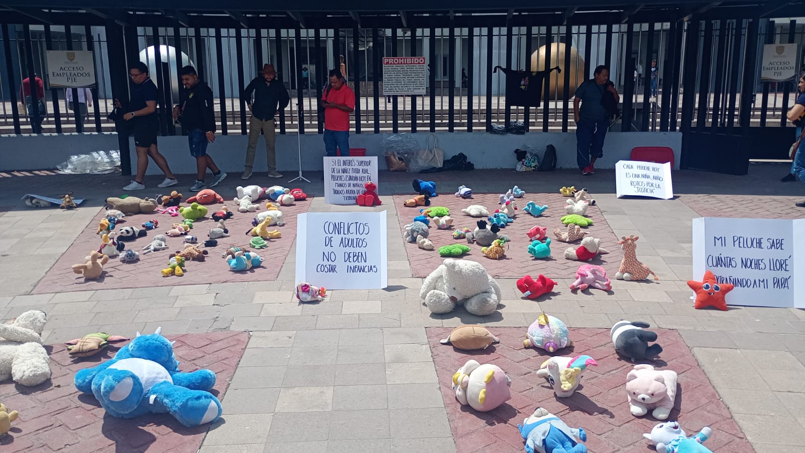 Peluches frente al Poder Judicial: protestan por “maltrato institucional” a niñas y niños en SLP