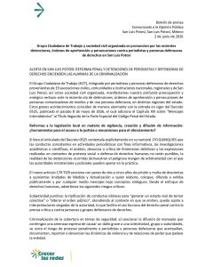 Grupo ciudadanos y organizaciones denuncian riesgo para la libertad de expresión en SLP