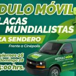 Gobierno estatal acerca módulo de placas mundialistas a plaza sendero