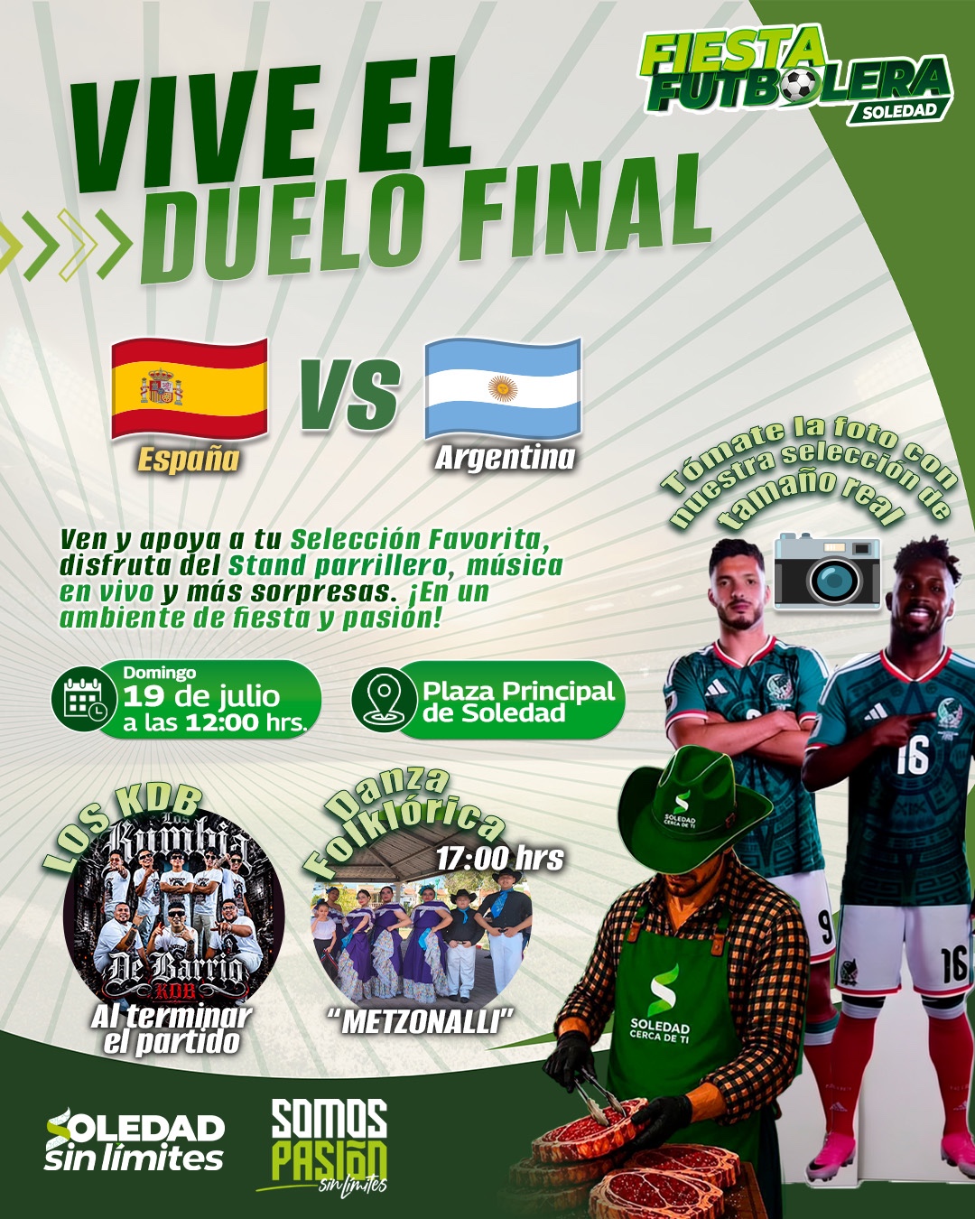 Gobierno municipal de Soledad prepara espectacular final de la fiesta futbolera: España Vs Argentina