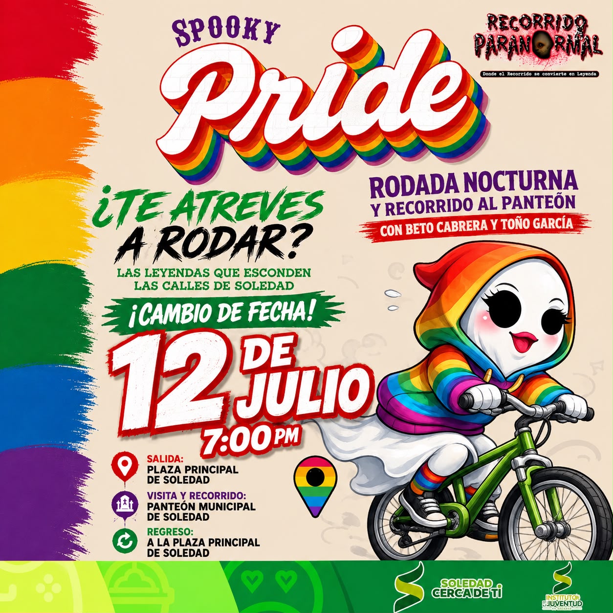 Rodada nocturna y de terror, este domingo 12 de julio: ayuntamiento de Soledad