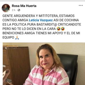 “Así de cochina es la política”: regidora del Verde respalda a Leticia Vázquez, tras manifestaciones por la muerte de Liz